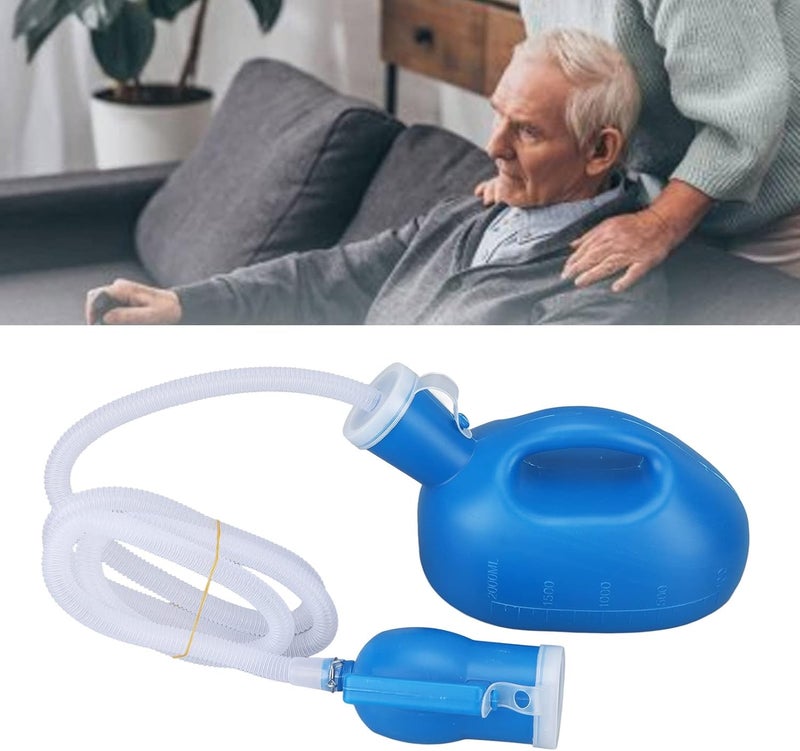 woobles 2000ml Urine Bottle for Man, Large Capacity Good Sealing Thickened Portable Pee Bottle for Home Hospital The Elderly Patients(Blue) - Image 4